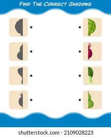 Find the correct shadows of cartoon vegetables. Searching and Matching game. Educational game for pre shool years kids and toddlers