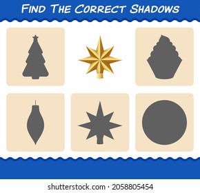 Find the correct shadows of christmas star. Searching and Matching game. Educational game for pre shool years kids and toddlers