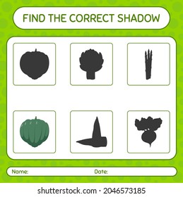 Find the correct shadows game with acorn squash. worksheet for preschool kids, kids activity sheet