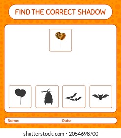 Find the correct shadows game with balloon. worksheet for preschool kids, kids activity sheet