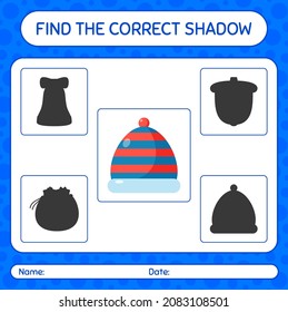 Find the correct shadows game with beanie. worksheet for preschool kids, kids activity sheet
