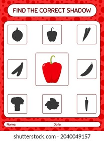 Encuentra el juego de sombras correcto con pimienta. hoja de trabajo para niños de preescolar, hoja de actividades para niños