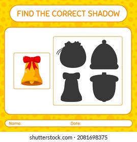 Find the correct shadows game with bell. worksheet for preschool kids, kids activity sheet