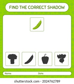 Find the correct shadows game with bitter melon. worksheet for preschool kids, kids activity sheet