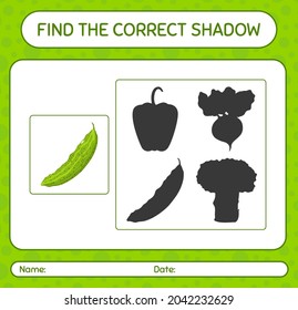 Find the correct shadows game with bitter melon. worksheet for preschool kids, kids activity sheet