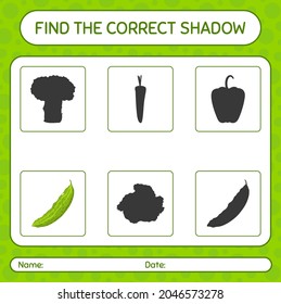 Find the correct shadows game with bitter melon. worksheet for preschool kids, kids activity sheet