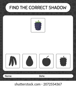 Encuentra el juego de sombras correcto con blackberry. hoja de trabajo para niños de preescolar, hoja de actividades para niños