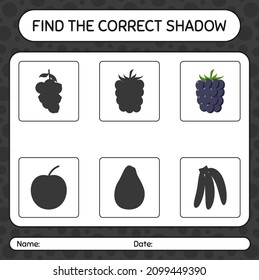 Find the correct shadows game with blackberry. worksheet for preschool kids, kids activity sheet