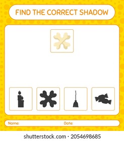 Find the correct shadows game with bone. worksheet for preschool kids, kids activity sheet
