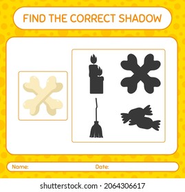 Find the correct shadows game with bone. worksheet for preschool kids, kids activity sheet