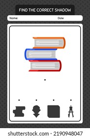 Encuentra el juego de sombras correcto con el libro. hoja de trabajo para niños de preescolar, hoja de actividades para niños