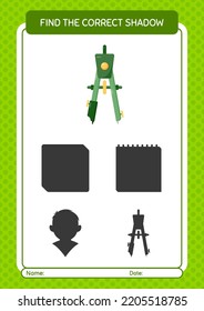 Find the correct shadows game with bow compass. worksheet for preschool kids, kids activity sheet