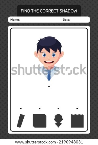 Find the correct shadows game with boy. worksheet for preschool kids, kids activity sheet