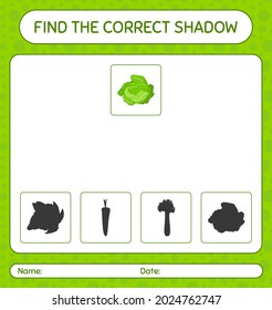 Encuentra el juego de sombras correcto con col. hoja de trabajo para niños de preescolar, hoja de actividades para niños