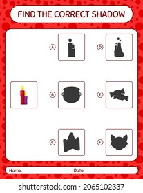 Find the correct shadows game with candle. worksheet for preschool kids, kids activity sheet