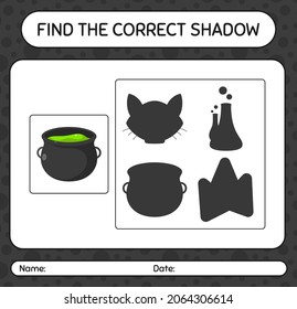 Encuentra el juego de sombras correcto con cauldron. hoja de trabajo para niños de preescolar, hoja de actividades para niños