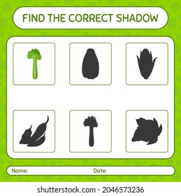Find the correct shadows game with celery. worksheet for preschool kids, kids activity sheet