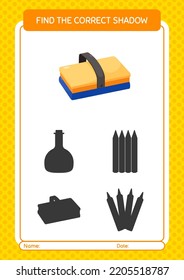 Find the correct shadows game with chalkboard eraser. worksheet for preschool kids, kids activity sheet