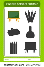 Find the correct shadows game with chalkboard. worksheet for preschool kids, kids activity sheet