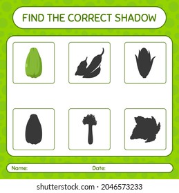 Find the correct shadows game with chayote. worksheet for preschool kids, kids activity sheet