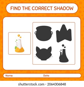 Find the correct shadows game with chemistry tube. worksheet for preschool kids, kids activity sheet