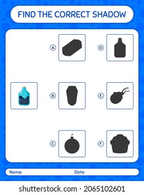 Find the correct shadows game with chemistry tube. worksheet for preschool kids, kids activity sheet