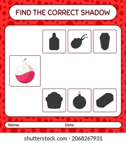 Find the correct shadows game with chemistry tube. worksheet for preschool kids, kids activity sheet