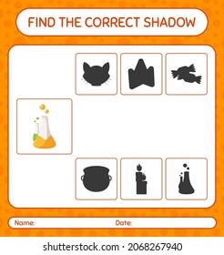 Find the correct shadows game with chemistry tube. worksheet for preschool kids, kids activity sheet