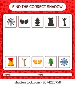 Encuentra el juego de sombras correcto con icono de navidad. hoja de trabajo para niños de preescolar, hoja de actividades para niños