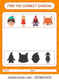 Find the correct shadows game with christmas icon. worksheet for preschool kids, kids activity sheet