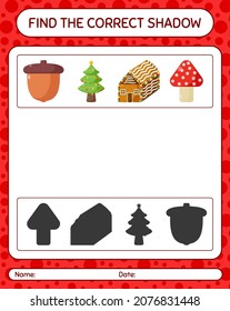 Find the correct shadows game with christmas icon. worksheet for preschool kids, kids activity sheet