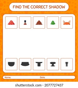 Find the correct shadows game with christmas icon. worksheet for preschool kids, kids activity sheet