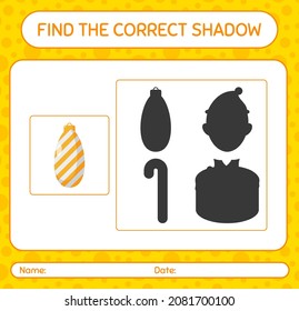 Find the correct shadows game with christmas ornament. worksheet for preschool kids, kids activity sheet