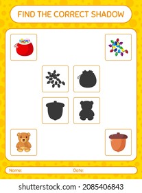 Encuentra el juego de sombras correcto con icono de navidad. hoja de trabajo para niños de preescolar, hoja de actividades para niños
