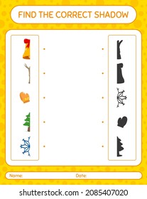 Find the correct shadows game with christmas icon. worksheet for preschool kids, kids activity sheet