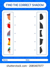 Find the correct shadows game with christmas icon. worksheet for preschool kids, kids activity sheet
