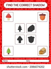 Find the correct shadows game with christmas icon. worksheet for preschool kids, kids activity sheet