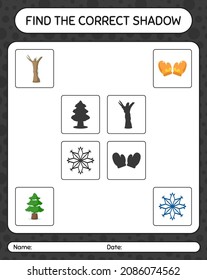 Find the correct shadows game with christmas icon. worksheet for preschool kids, kids activity sheet