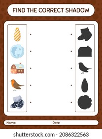 Encuentra el juego de sombras correcto con icono de navidad. hoja de trabajo para niños de preescolar, hoja de actividades para niños