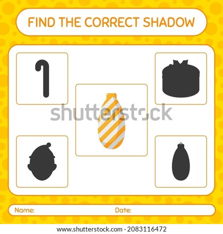 Find the correct shadows game with christmas ornament. worksheet for preschool kids, kids activity sheet