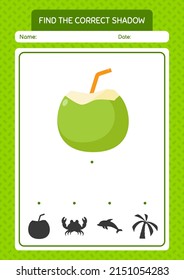 Encuentra el juego de sombras correcto con coco. hoja de trabajo para niños de preescolar, hoja de actividades para niños