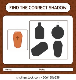 Find the correct shadows game with coffin. worksheet for preschool kids, kids activity sheet