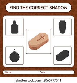 Find the correct shadows game with coffin. worksheet for preschool kids, kids activity sheet