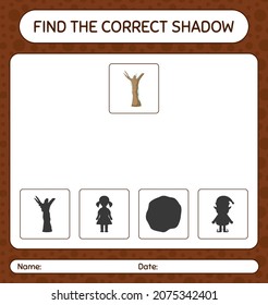 Find the correct shadows game with dead tree. worksheet for preschool kids, kids activity sheet