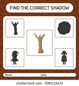 Find the correct shadows game with dead tree. worksheet for preschool kids, kids activity sheet