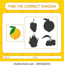 Find the correct shadows game with eggfruit. worksheet for preschool kids, kids activity sheet