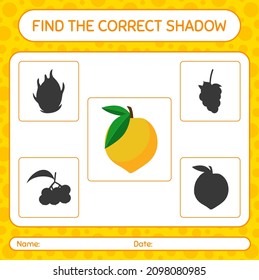 Find the correct shadows game with eggfruit. worksheet for preschool kids, kids activity sheet