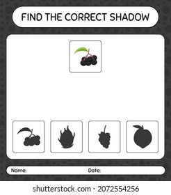Find the correct shadows game with elderberry. worksheet for preschool kids, kids activity sheet
