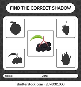 Find the correct shadows game with elderberry. worksheet for preschool kids, kids activity sheet