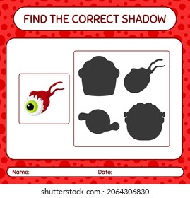 Find the correct shadows game with eyeball. worksheet for preschool kids, kids activity sheet